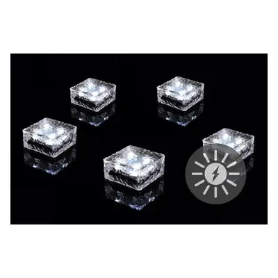 Nexos 55817 sada 5 ks solárního osvětlení - skleněná cihla 4 LED bílé 10x10x5 cm