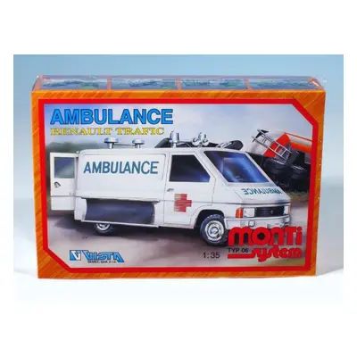 Monti 06 Ambulance Renault Trafic Stavebnice 1:3v krabici 22x15x6cm