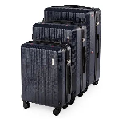 Sada 3ks cestovních kufrů Compactor Hybrid Luggage S+L+XL Vacuum System, tmavě modrá