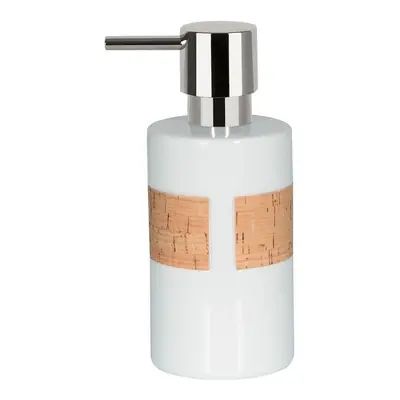 Spirella dávkovač mýdla TUBE Nature, bílý porcelán, korek, 300 ml