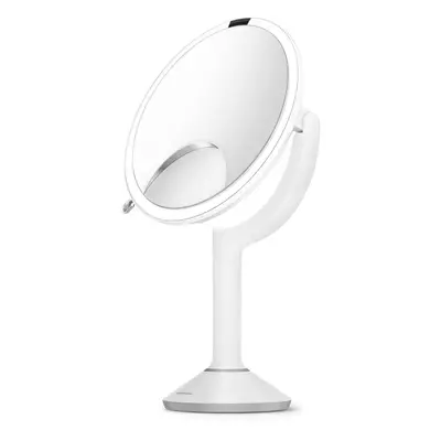 Kosmetické zrcátko Simplehuman Sensor TRIO, LED osvětlení, 1x/5x/10, dobíjecí, bílá nerez