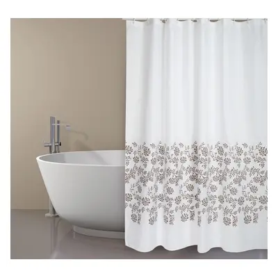 MSV sprchový závěs IKEBANA, motiv květin, bílý, 180 x 200 cm, polyester, s kroužky