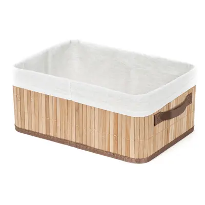 Bambusový úložný košík Compactor Bamboo, přírodní bambus-len, 32 x 25 x v15 cm