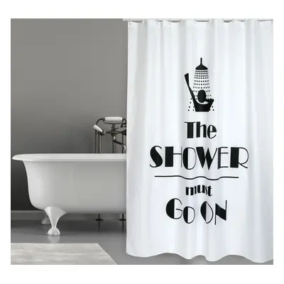 MSV sprchový závěs SHOWER, obrázkový motiv, bílý, 180 x 200 cm, polyester, s kroužky