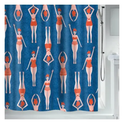 Spirella sprchový závěs BAIGNEUSES, motiv plavkyně, modrý, 240 x 180 cm, polyester