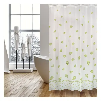 MSV sprchový závěs SEA Snails, motiv šneci, bílý, 180 x 200 cm, polyester, s kroužky