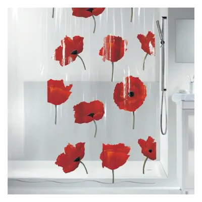 Spirella sprchový závěs POPPY, motiv tulipány, čirý, 180 x 200 cm, PEVA