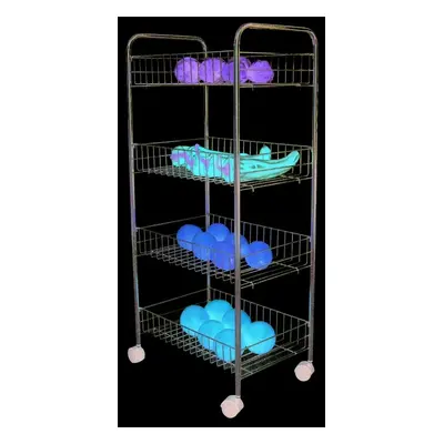 MSV pojízdný regál, 4 police TROLLEY, chromovaná ocel, 78,5 cm