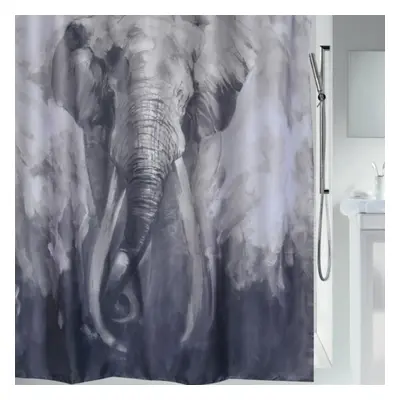 Spirella sprchový závěs ELEPHANT, motiv slon, šedý, 180 x 200 cm, polyester