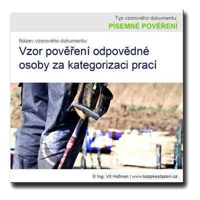 Vzor pověření odpovědné osoby za kategorizaci prací