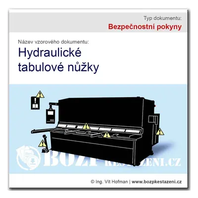 Bezpečnostní pokyny - Hydraulické tabulové nůžky