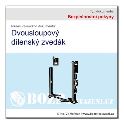 Bezpečnostní pokyny - Dvousloupový dílenský zvedák