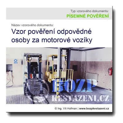 Vzor pověření osoby odpovědné za motorové vozíky