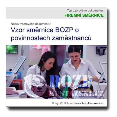 Vzor směrnice BOZP o povinnostech zaměstnanců