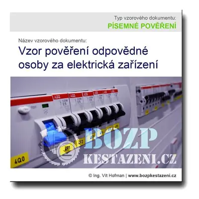 Vzor pověření odpovědné osoby za elektrická zařízení