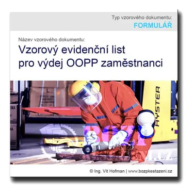 Vzorový evidenční list pro výdej OOPP