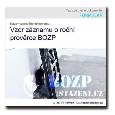 Vzor záznamu o roční prověrce BOZP