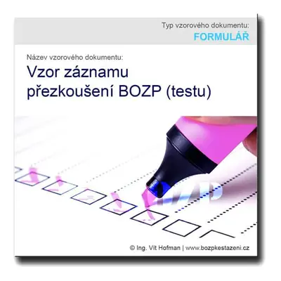 Vzor záznamu přezkoušení BOZP (testu)