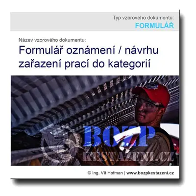 Formulář kategorizace prací (oznámení / žádost)