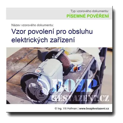 Vzor povolení pro obsluhu elektrických zařízení