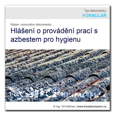 Vzor hlášení o provádění prací s azbestem pro hygienu