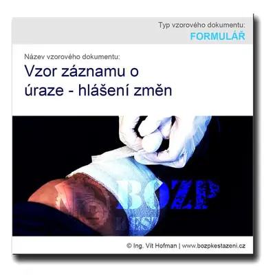 Vzor záznamu o úraze - hlášení změn