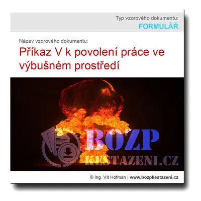 Příkaz V k povolení práce ve výbušném prostředí