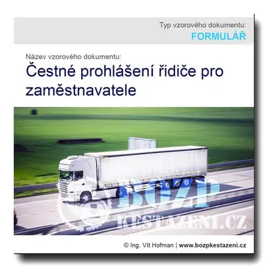 Čestné prohlášení řidiče - vzor pro zaměstnavatele