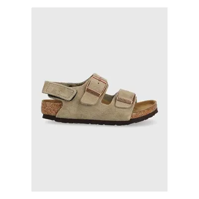 Dětské semišové sandály Birkenstock Milano béžová barva 82579014