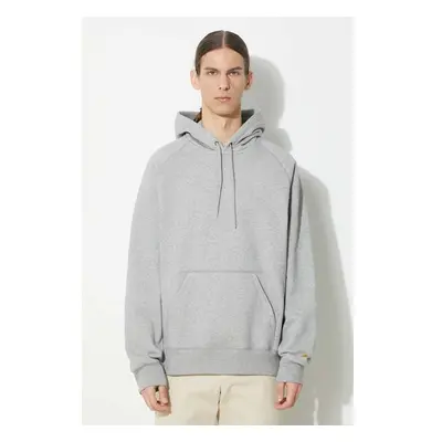 Mikina Carhartt WIP Hooded Chase Sweat pánská, šedá barva, s kapucí, 91607097