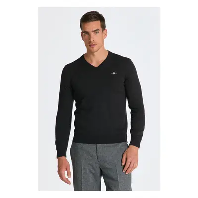 SVETR GANT CTN/WO V-NECK DK CHARCOAL MELANGE 84606501