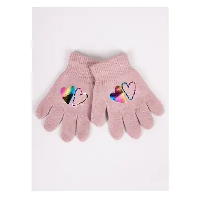 Yoclub Kidss Girls Five-Finger Gloves With Hologram RED-0068G-AA50-002 74836561