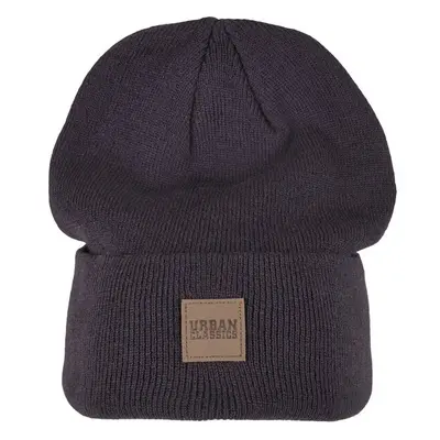 Čepice Urban Classics Leatherpatch Long Beanie - plum 76351948