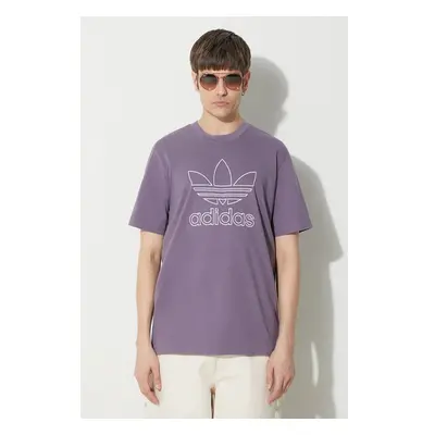 Bavlněné tričko adidas Originals Trefoil Tee fialová barva, s aplikací 88613257