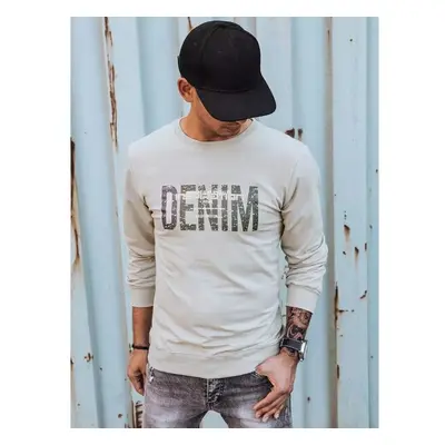 Buďchlap Béžová mikina bez kapuce s potiskem Denim 76238822