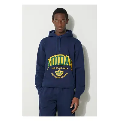 Mikina adidas Originals pánská, tmavomodrá barva, s kapucí, s potiskem 89169315