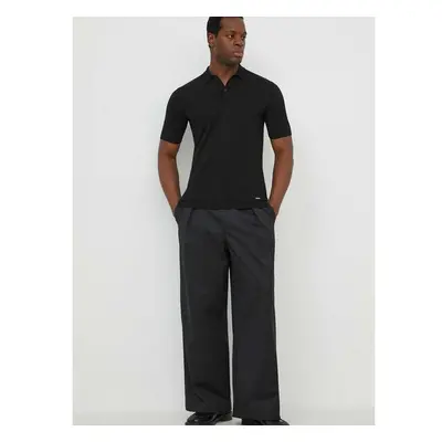 Polo triko s příměsí hedvábí Calvin Klein černá barva, K10K113053 90707318