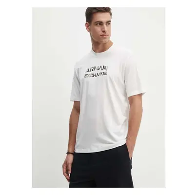 Bavlněné tričko Armani Exchange béžová barva, s aplikací, 6DZTHC ZJBYZ 95223602