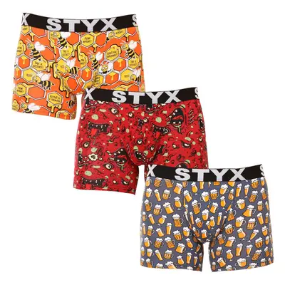 3PACK pánské boxerky Styx long art sportovní guma vícebarevné (3U13714 91738704