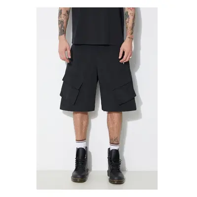 Kraťasy Marcelo Burlon Cross Nylon Cargo Shorts pánské, černá barva, 92094652