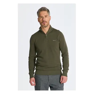 SVETR GANT COTTON PIQUE HALFZIP JUNIPER GREEN 84605865