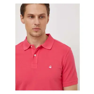 Bavlněné polo tričko United Colors of Benetton růžová barva 88696435