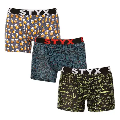 3PACK pánské boxerky Styx long art sportovní guma vícebarevné (3U12672 89803468