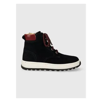 Dětské semišové polobotky Pom Dapi FLOW BOOTS tmavomodrá barva 86146079