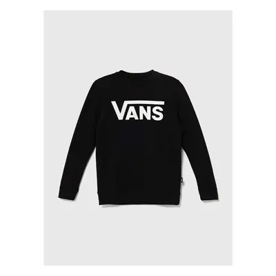 Dětská bavlněná mikina Vans CLASSIC II CREW černá barva, s potiskem, 93788286