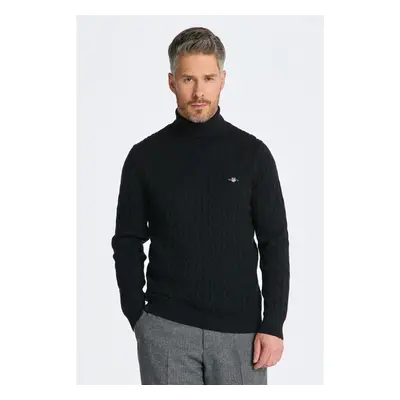 ROLÁK GANT COTTON CABLE TURTLE NECK BLACK 84606493