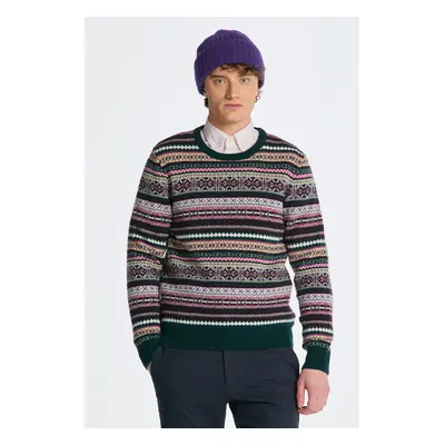 SVETR GANT MULTI COLOUR FAIR ISLE C-NECK TARTAN GREEN 85386207