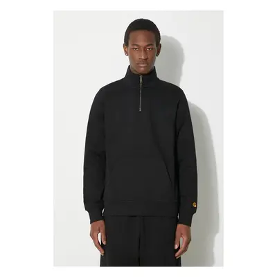 Mikina Carhartt WIP Chase Neck Zip pánská, černá barva, hladká, 91586369