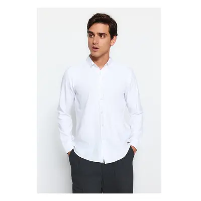 Trendyol White Slim Fit Leather Accessory Easy Iron Smart Shirt 91288746