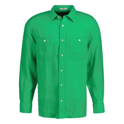 KOŠILE GANT REL GMNT DYED LINEN SHIRT MID GREEN 82102514